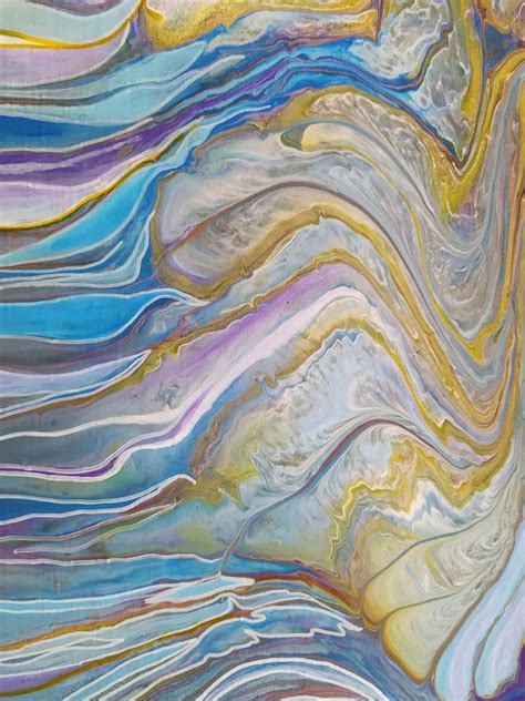 Ocean Wave Acrylic Pour Painting On Canvas Fluid Art Original Etsy