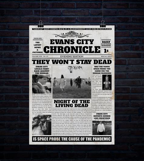 Locals Fight Back Against the Undead Horror Newspaper Article 20 Inch X