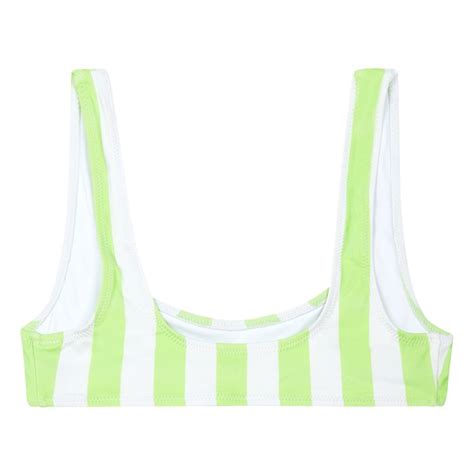 Lilo Bikini Top Pistachio Green Solid Striped Fashion Adult