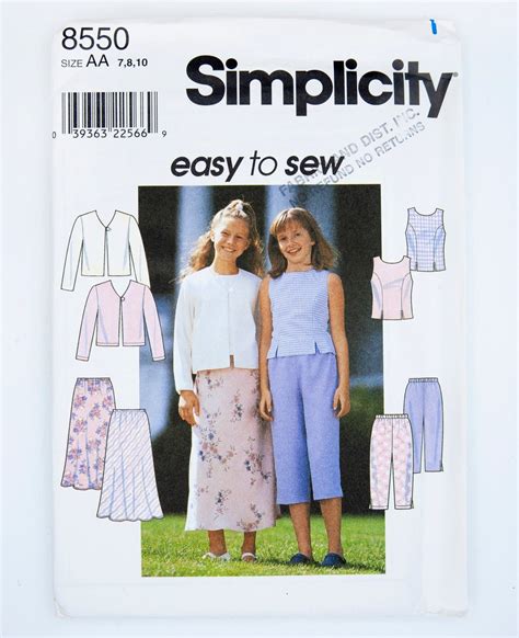 Simplicity Sewing Pattern Easy To Sew Vintage Pattern Girls