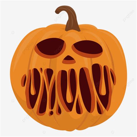 Halloween Pumpkin With Scary Face In Orange Color Vector Halloween