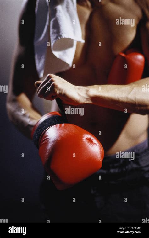 Hamburg Germany Naked Torso Of A Boxer With Boxing Gloves Stock Photo Alamy