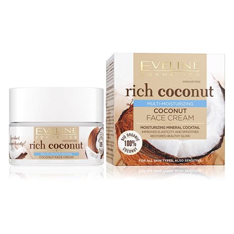 Крем для лица `EVELINE` RICH COCONUT интенсивно увлажняющий 50 мл ...