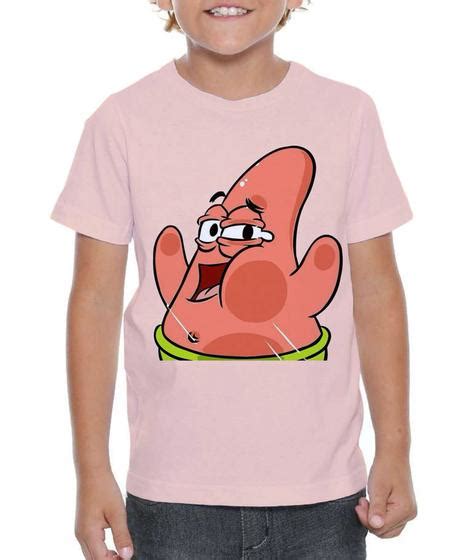 Camiseta Infantil Bob Esponja Cal A Quadrada Patrick Estrela Fenda Do