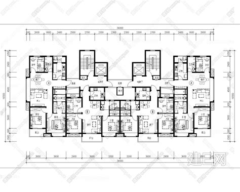 现代最新住宅户型一梯四户平面图施工图下载施工图现代最新住宅户型一梯四户平面图下载施工图现代最新住宅户型一梯四户平面图免费下载建e室内设计网