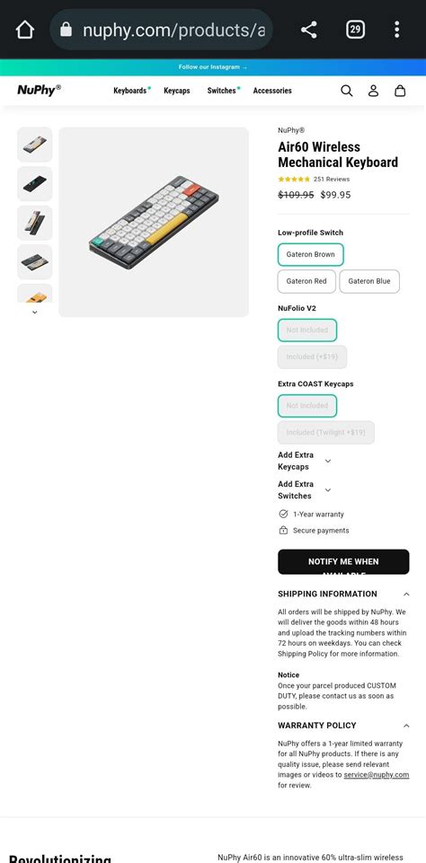 Nuphy Air60 currently unavailable, does this mean v2 is coming soon ...