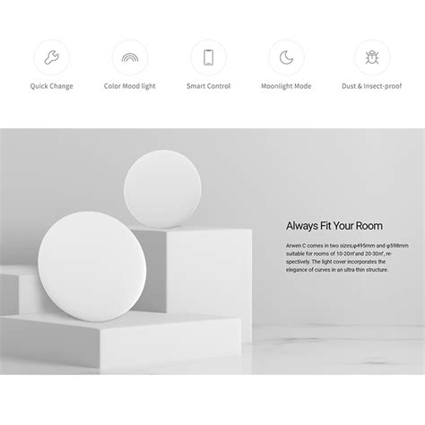 Yeelight Arwen 550C White Ceiling Light (Colour Backlight ...