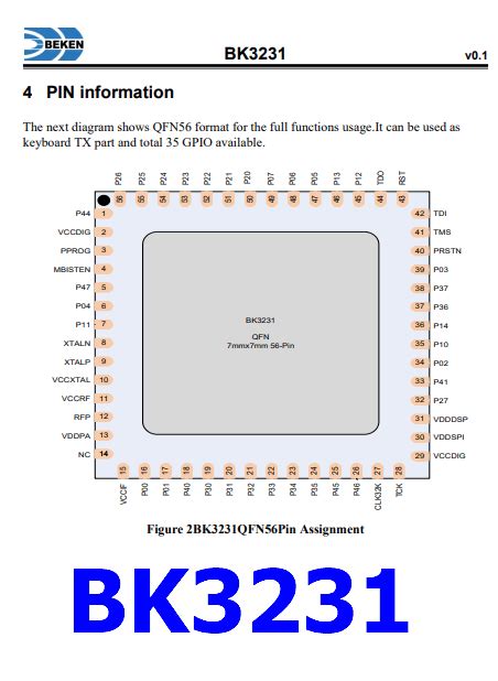 BK3231 PDF Datasheet - Bluetooth HID SoC