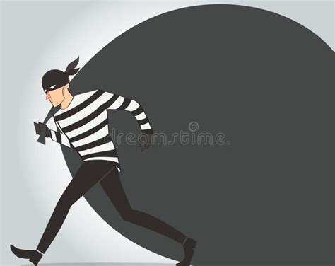 Thief Character Vector Bandit Cartoon Illustration Robber In A Mask