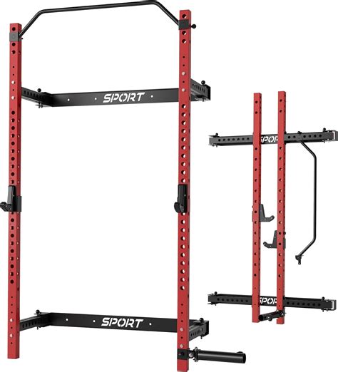 Folding Squat Rack 1000lbs Capacity Wall Mounted Squat Rack 236x2