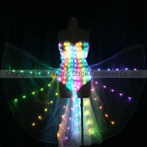 Full Color Led Programmable Bikini Suit Led Luminous Isis Wings Led Light Up Party Event Stage