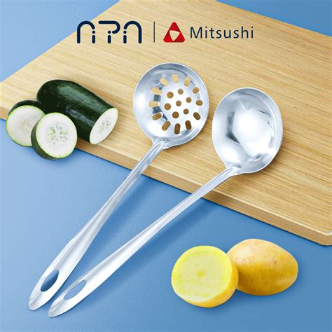 Nipiin One Set Stainless Steel Kitchen Spoon Cooking Soup Spoon Leaky Ladle For Hot Pot