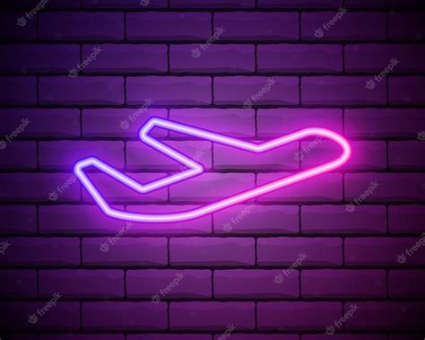 Premium Vector Airplane Purple Glowing Neon Ui Ux Icon Glowing Sign Logo Vector Isolated On