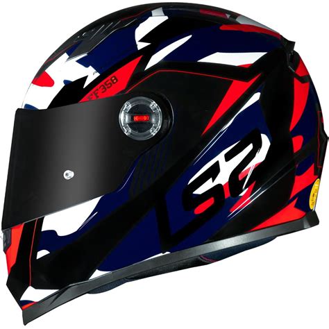 Capacete LS2 FF358 Tank Camo Azul Vermelho