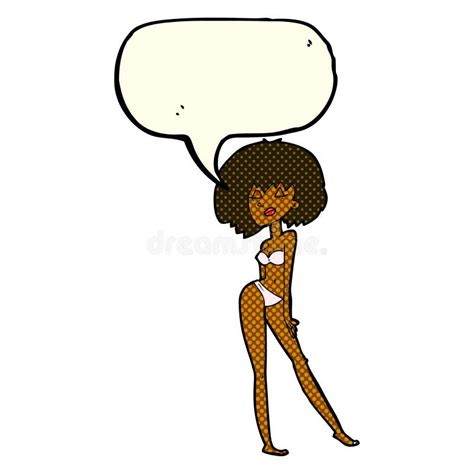 Mujer De La Historieta En Bikini Con La Burbuja Del Discurso Stock de ilustración Ilustración