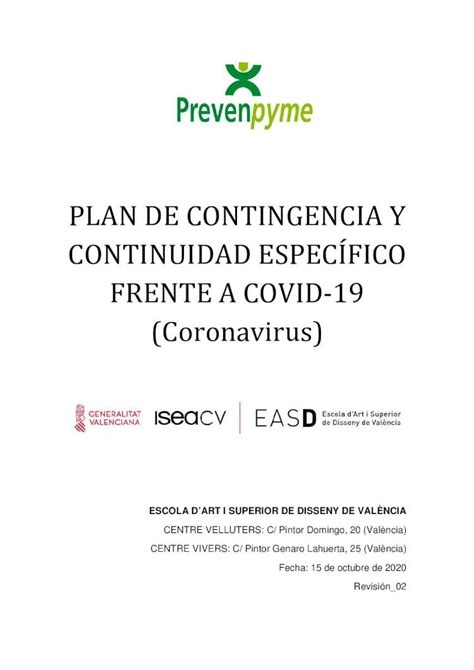 Pdf Plan De Contingencia Y Continuidad Espec Fico Frente