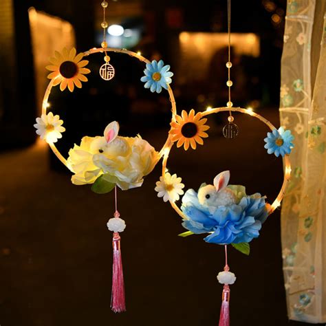 Đèn lồng trung thu thỏ trắng siêu cute lồng đèn trung thu tự lắp phát sáng hot trend