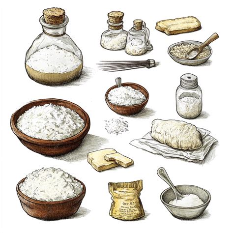 A depiction of different types of leavening agents including baking