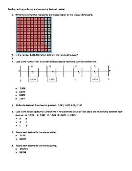 Reading, Writing & Comparing Decimal Practice by Creative Teaching by East