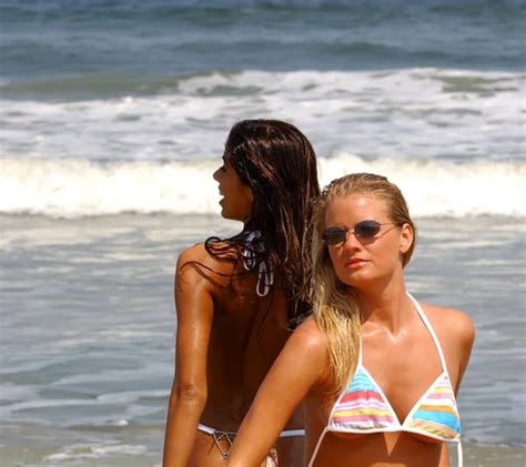 Un Tied String Bikini Top Super Sexy Brazilian Brunette Stock Photo By Raykehoe