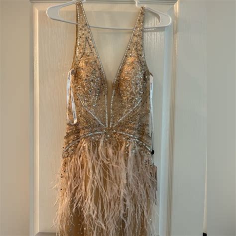 Jovani Dresses Jovani Nude Sheer Beaded Gown Poshmark