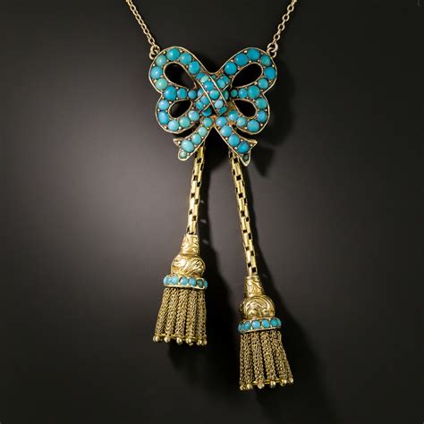 Victorian Turquoise Bow Tassel Necklace