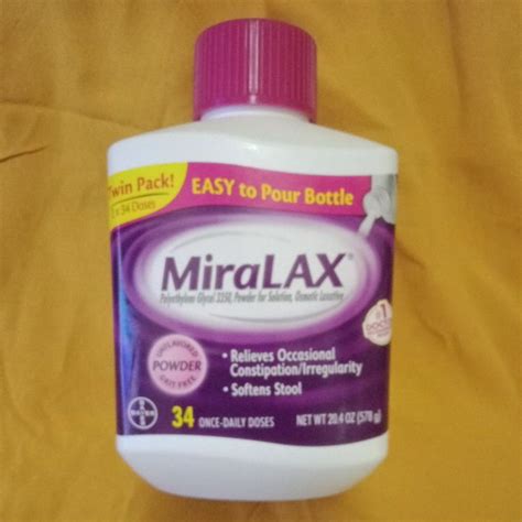 Miralax Polyethylene Glycol 3350 Osmotic Laxative Net Wt 20 4 Oz