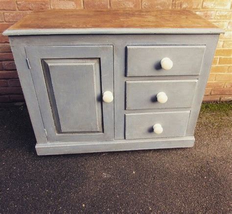 Shabby Chic Pitch Pine Antique Kitchen Cupboard Hand Painted In A Mix