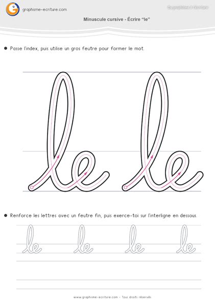 Criture Cursive Moyenne Section Les Mots Le Et Elle