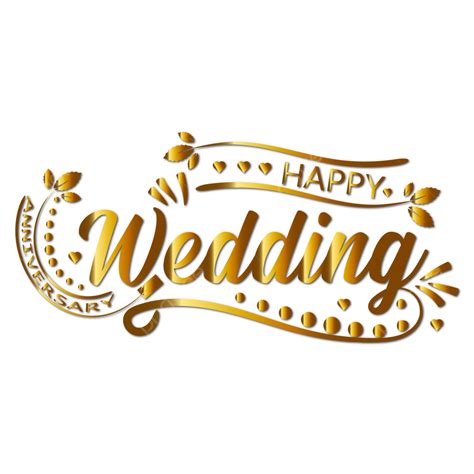 Happy Wedding Lettering Text Design Ornament Vector Happy Wedding