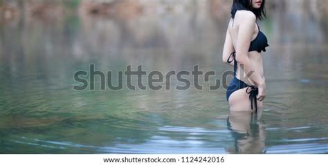 Elegant Sexy Woman Black Bikini Shapely Stock Photo Shutterstock