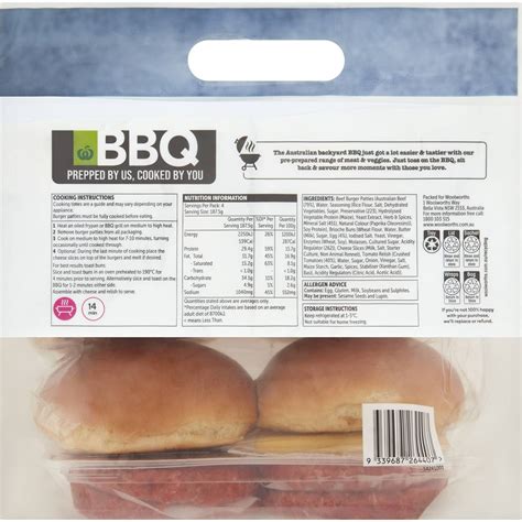 Woolworths Bbq Beef Burger Kit 750g Woolworths