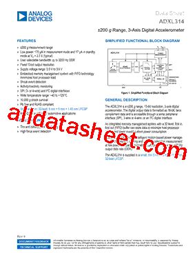 ADXL314WBCPZ RL Datasheet PDF Analog Devices