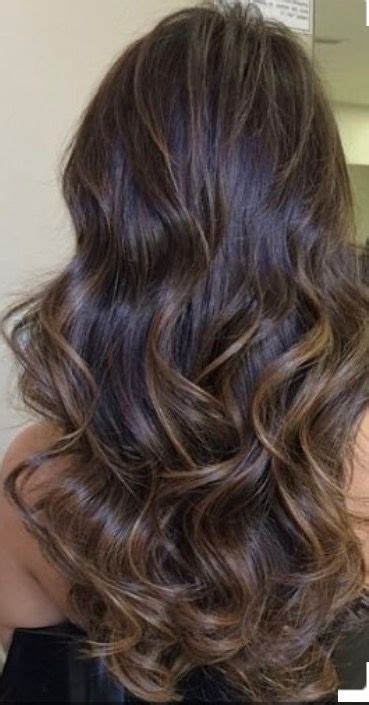 Subtle Caramel Highlights Bayalage On Dark Brunette Base Hair Light