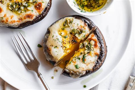 Cheesy Stuffed Portobello Mushrooms Recipe with Garlic Butter Sauce