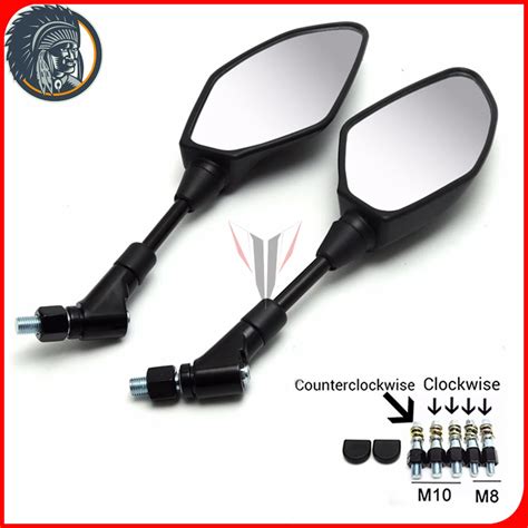 Black Motorcycle Rear View Mirrors Universal Handlebar Side Rearview