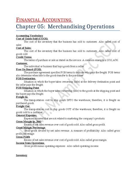 Chapter 5 Merchandising Operations - FINANCIAL ACCOUNTING Chapter 05