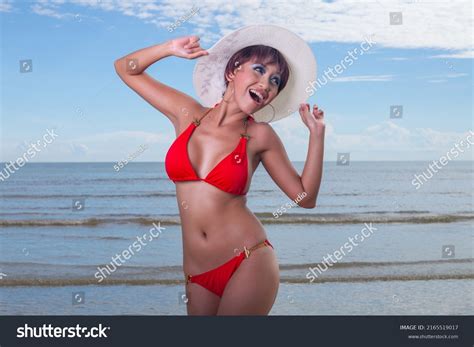 Sexy Asian Red Bikini Female Lady Stock Photo 2165519017 Shutterstock
