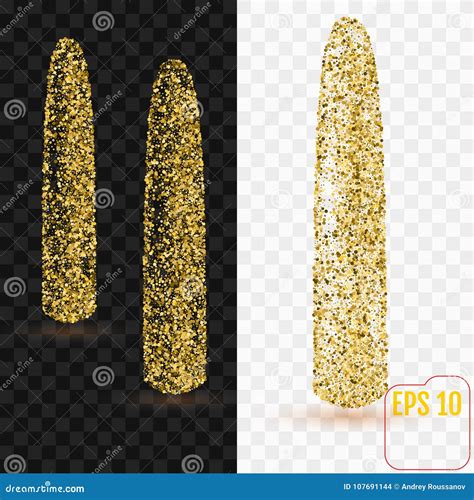 Dildo Dei Coriandoli Dell Oro Isolato Su Fondo Trasparente D Dorata