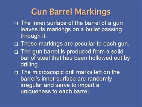 Firearms Gun Barrel Markings The inner surface of