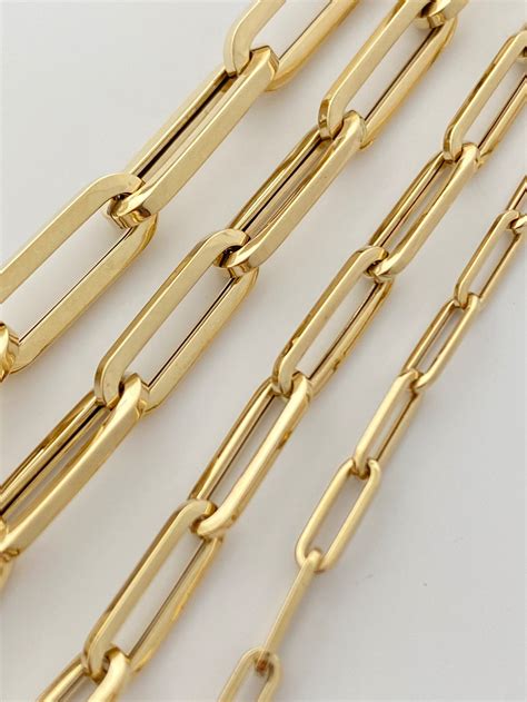 Solid 14k Gold Chunky Paperclip Bracelet Elongated Link Etsy