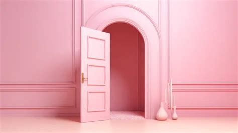 El Fondo Rosa Muestra Una Representación 3d De Una Puerta Abierta