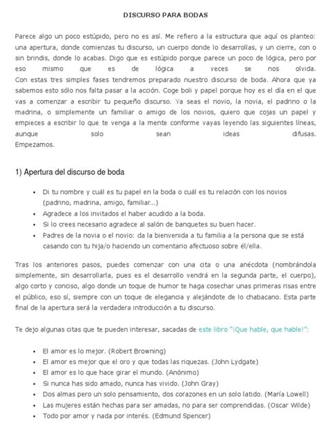 Discurso De Bodas Pdf Matrimonio Amor