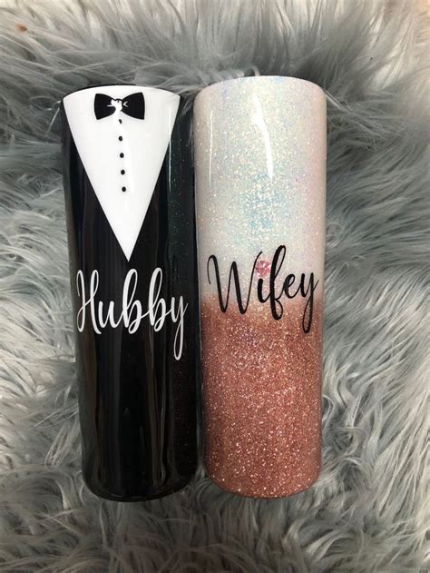 Wifey And Hubby Tumblers Husdanbd And Wife Tumblers Husband And Wife Cups Bride And Groom