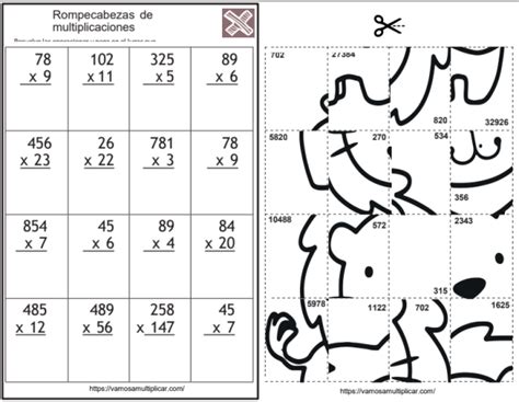 Rompecabezas De Multiplicaciones Para Imprimir