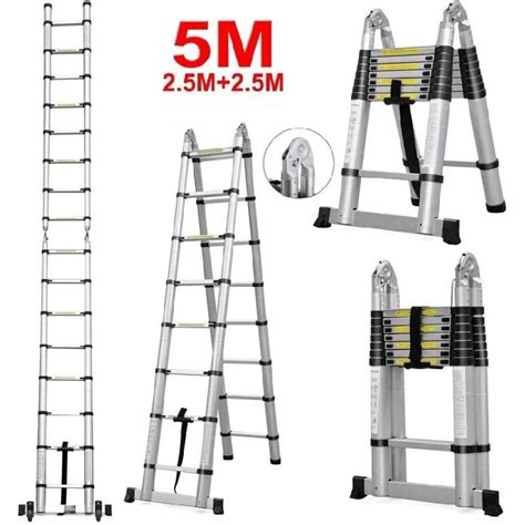 Escalera plegable de aluminio telescópica estable escalón recto