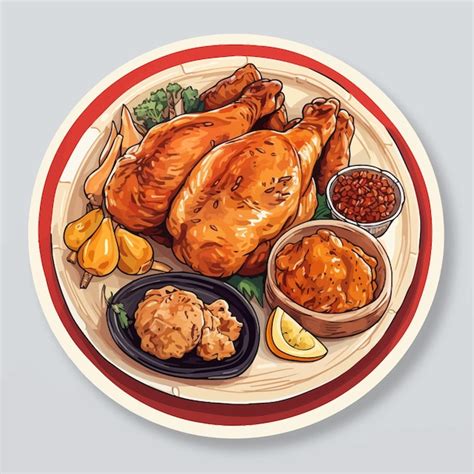 Premium Vector Grilled Chicken With Vegetables Vector