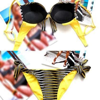 Bandage Striped Bikini Set On Luulla