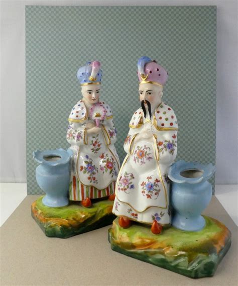 Proantic Couple Chinois Porcelaine De Paris Sujets Polychromes Vers