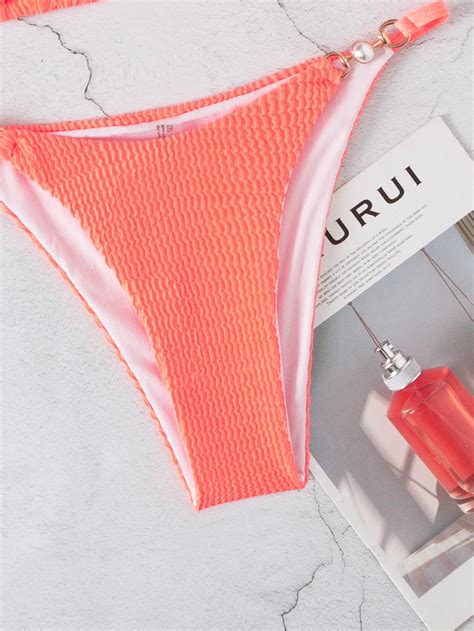 Fashion New Coming Summer Orange With Pearl Design Sexy G String Triangle Women Bikini Buy